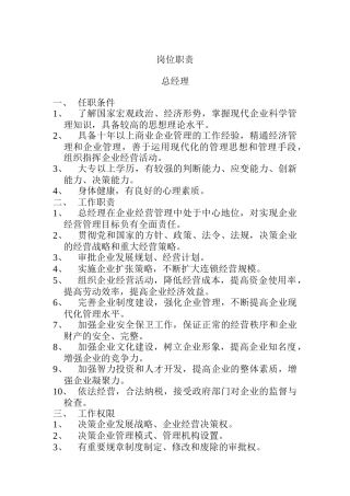岗位职责（DOC 27页）