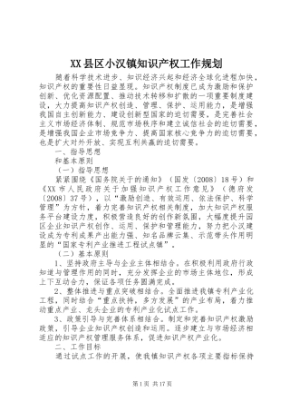 XX县区小汉镇知识产权工作规划