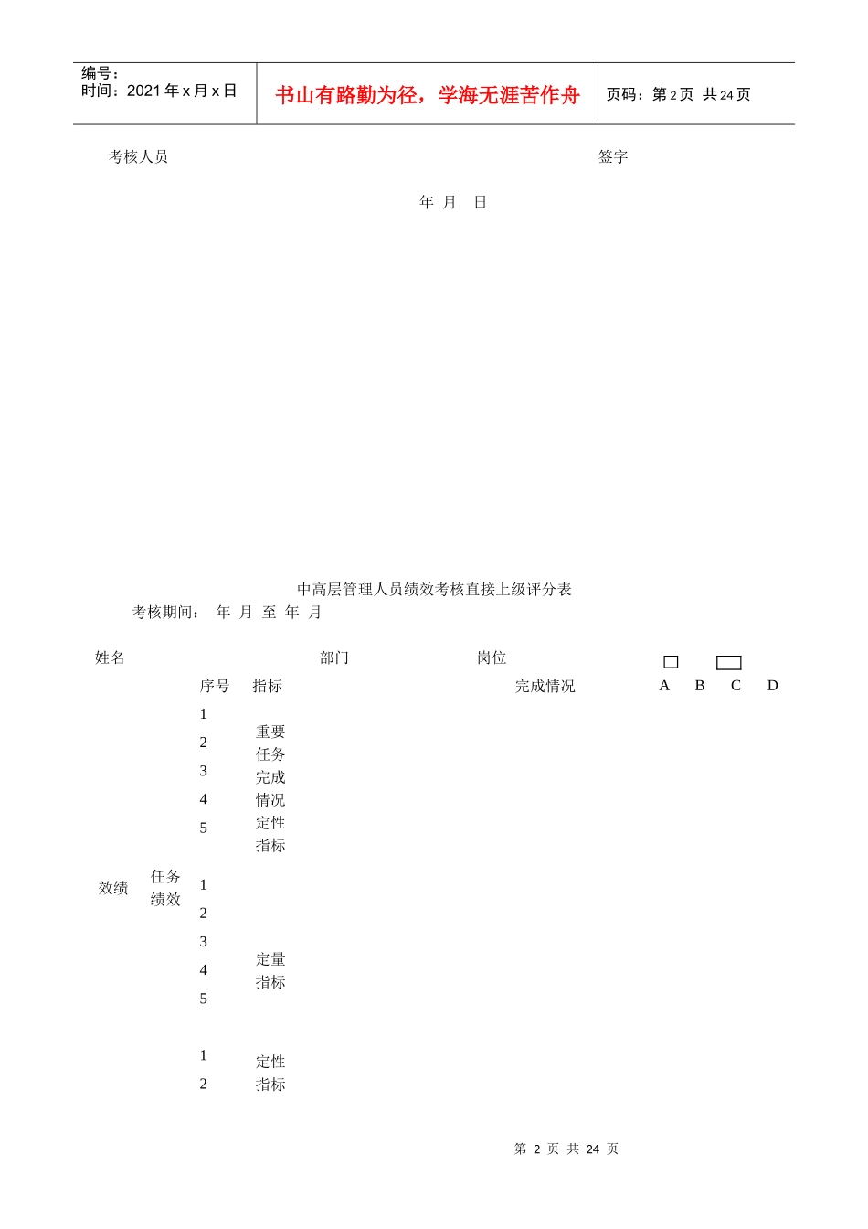 企业中高层管理人员能力考核评分表_第2页