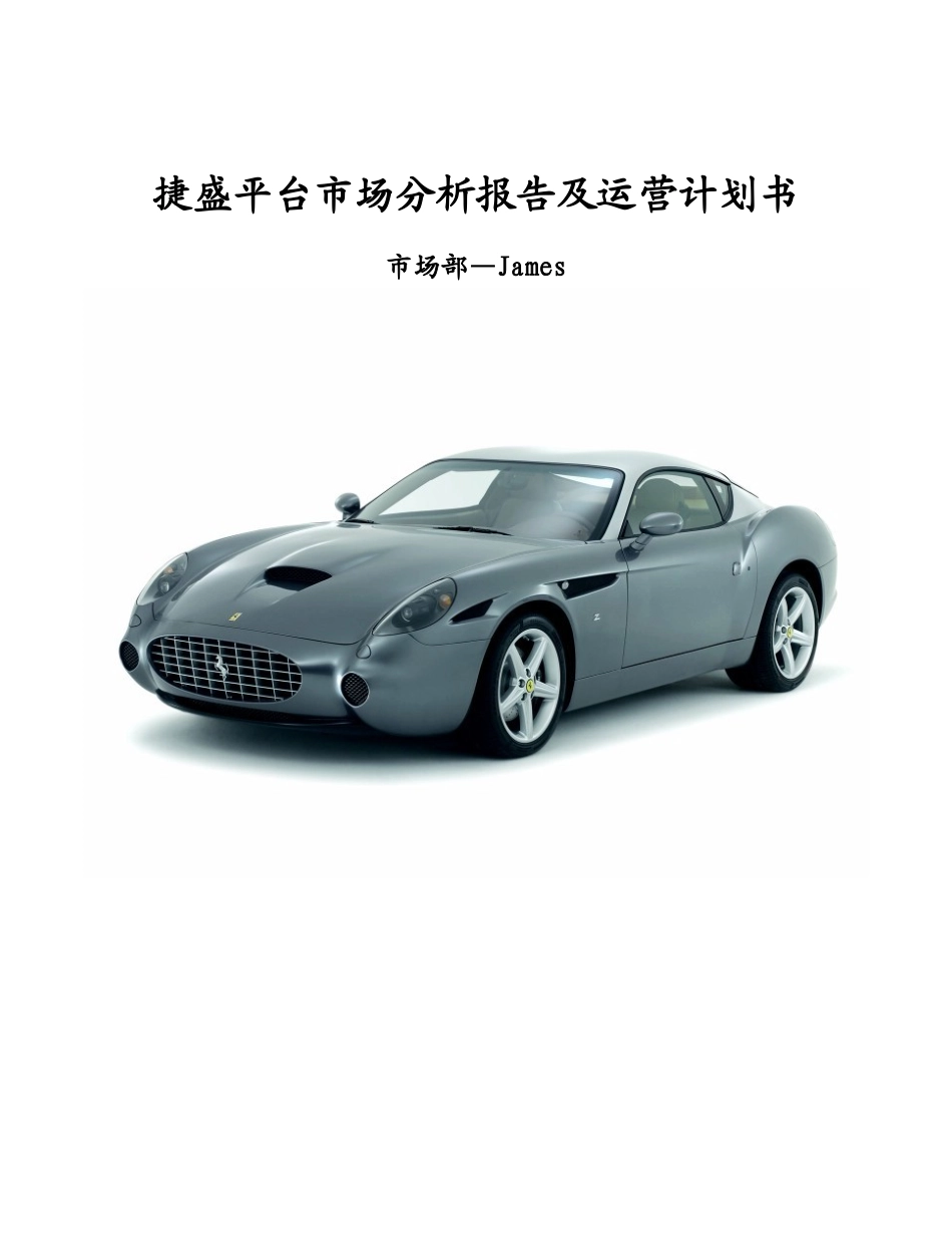 捷盛平台市场分析报告及运营计划书_第1页