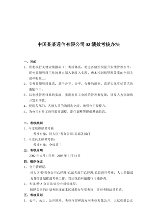 中国某通信有限公司FY绩效考核办法