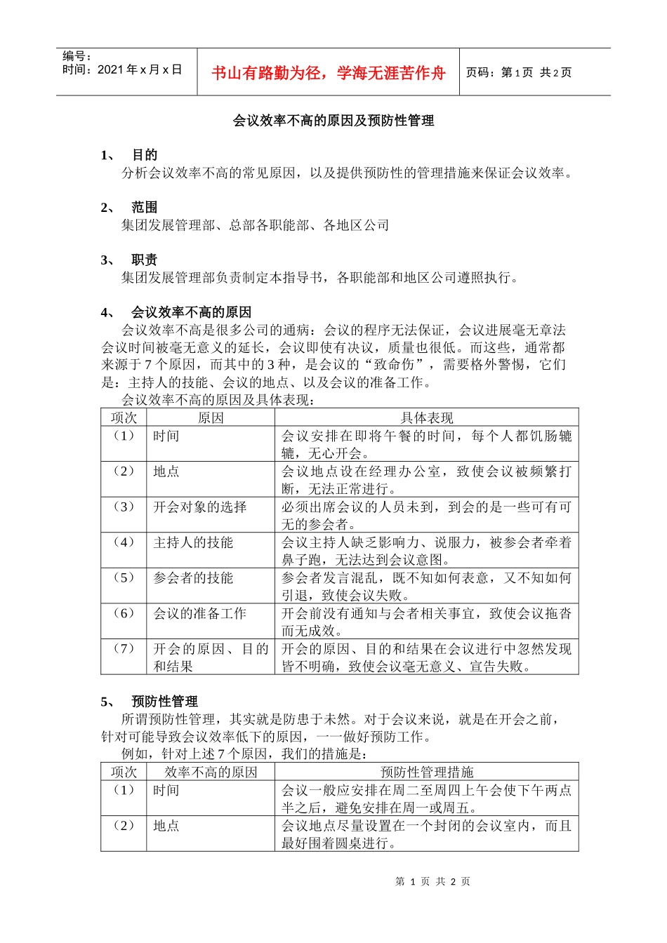 会议效率不高的的原因及解决方案_第1页