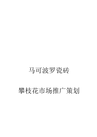 某瓷砖攀枝花市场推广策划