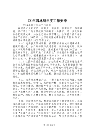 XX年园林局年度工作安排
