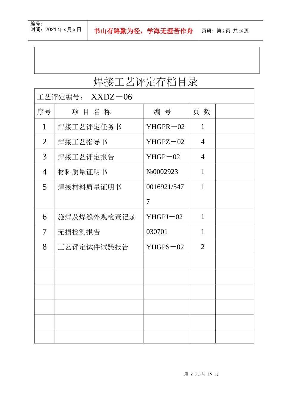 压力管道焊接工艺评定(50236样式)_第2页