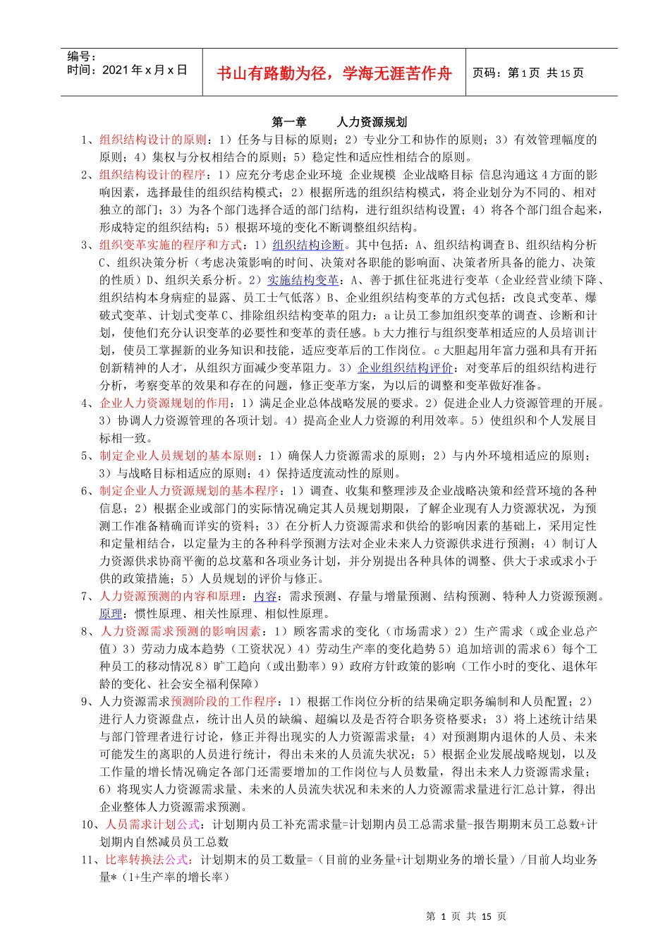 人力资源二级教材各章节重点[1]_第1页