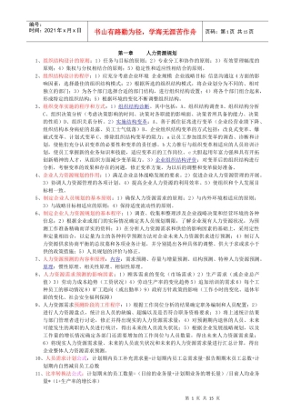 人力资源二级教材各章节重点[1]
