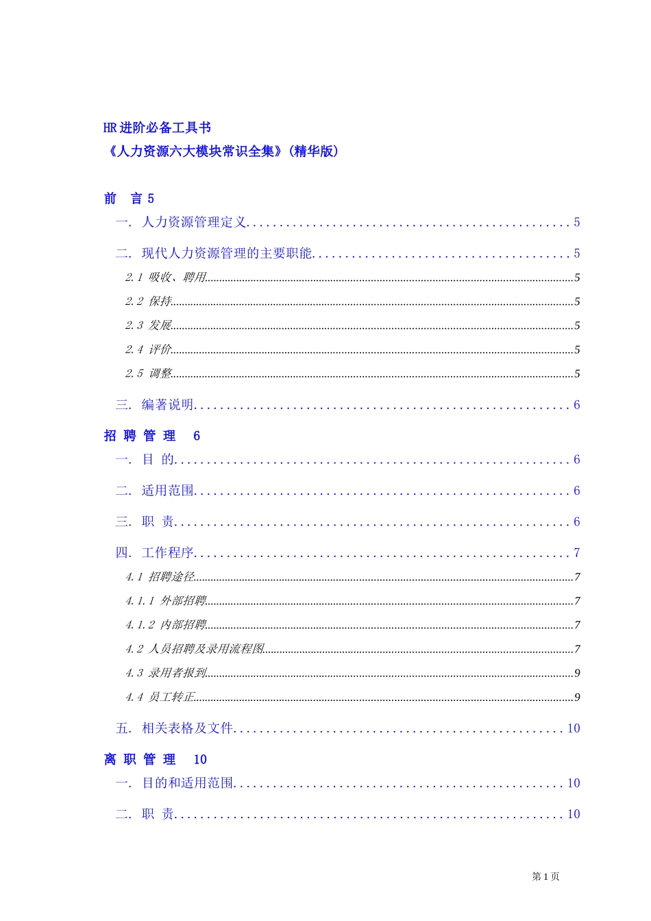 人力资源六大模块常识全集_第1页