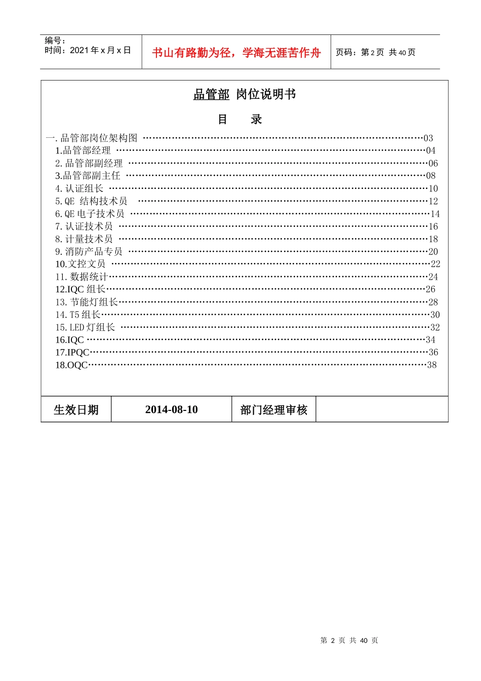 品管部岗位说明书(更新)_第2页