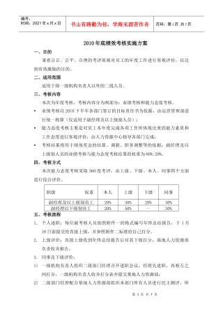 年底绩效考核实施