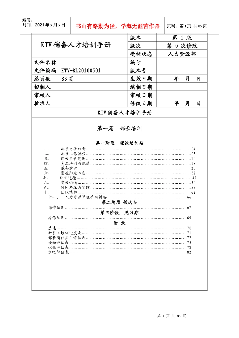 人力资源-2022KTV储备人才培训手册_第1页
