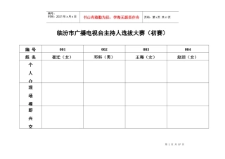 临汾市广播电视台主持人选拔大赛
