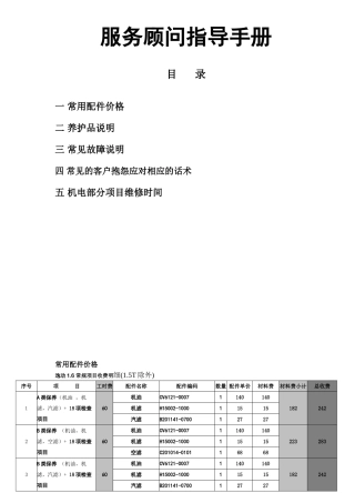 汽车4S店售后服务顾问指导手册(62页)