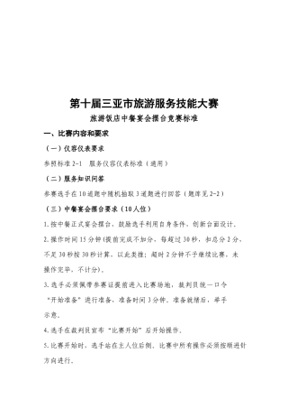 第十届三亚市旅游服务技能大赛介绍