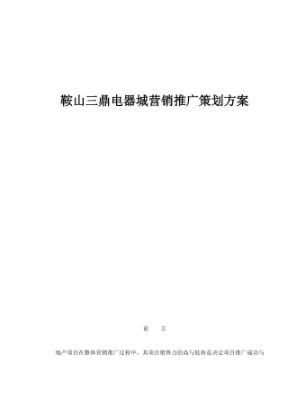 鞍山某电器城营销推广策划方案