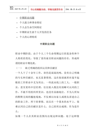 中期职业生涯规划