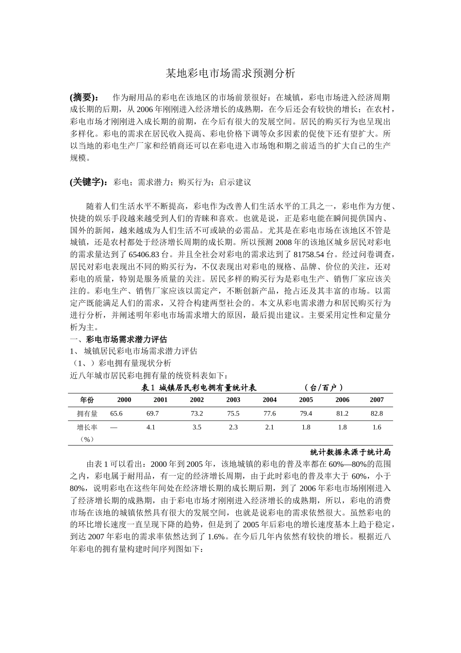 某地彩电市场需求预测分析_第1页