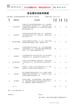 安全责任目标考核表