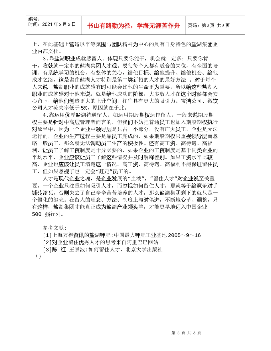 【精品文档-管理学】盐湖集团当务之急就是留住人才_人力资源管_第3页