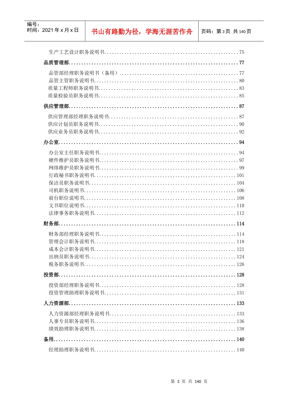 华能全套职务说明书_第3页