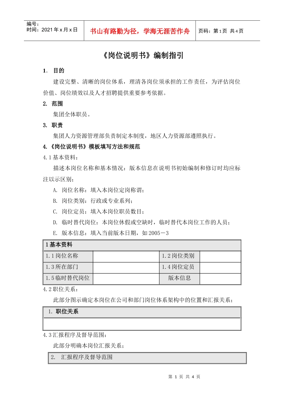 人力资源-2022HG101岗位说明书编制指引_第1页