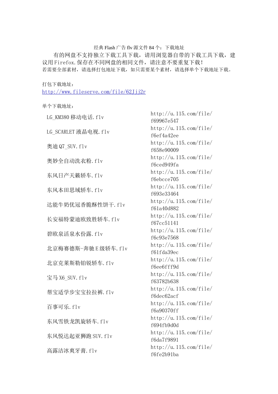 经典flash广告flv源文件84个：下载地址_第1页