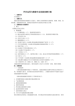 汽车运用与维修专业技能竞赛方案