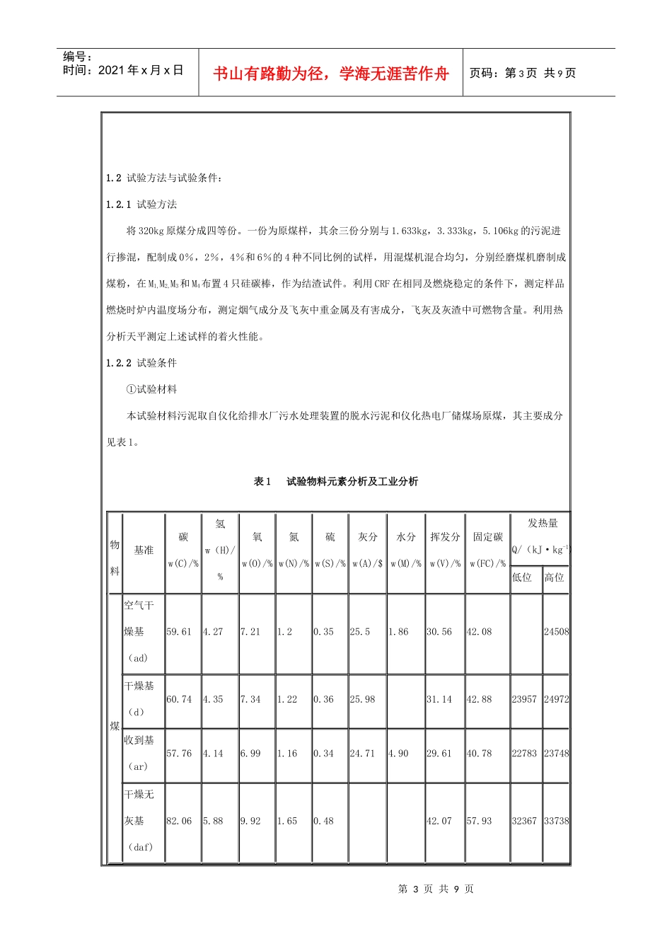 工业废水处理剩余污泥的燃烧试验_第3页