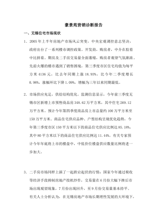 豪景苑营销诊断报告