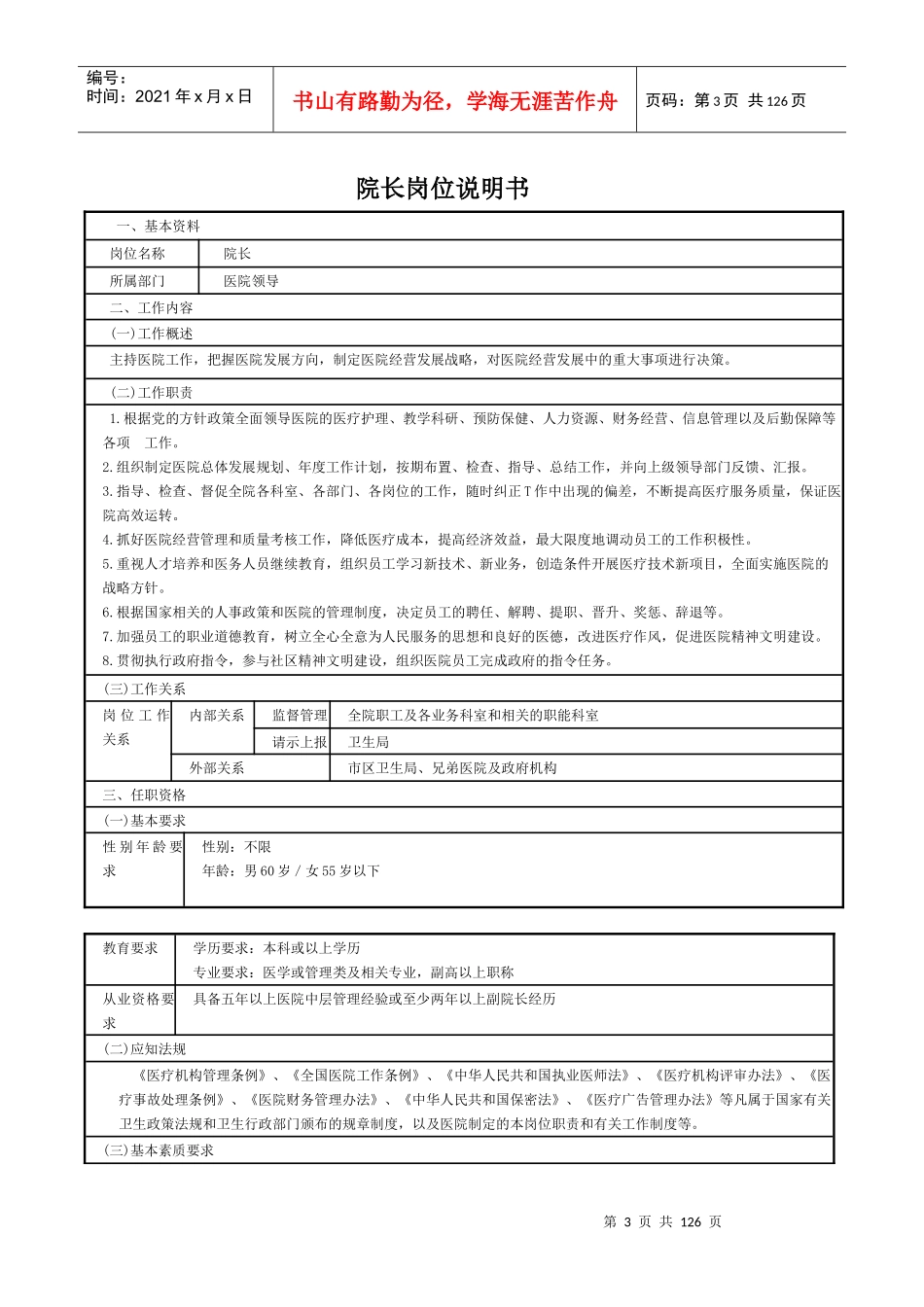 人力资源-2022XXXX323修改医院岗位说明书1_第3页