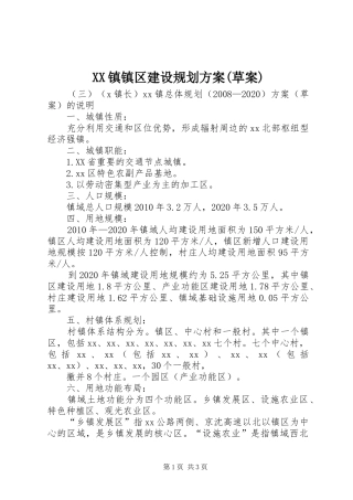 XX镇镇区建设规划方案(草案)