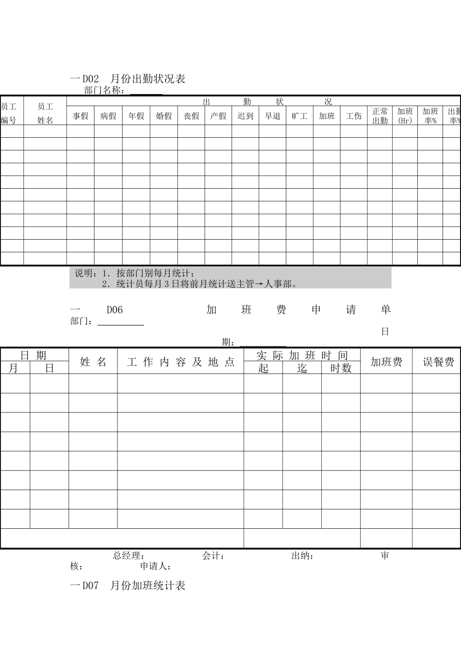 人事行政管理表格D横表格_第1页
