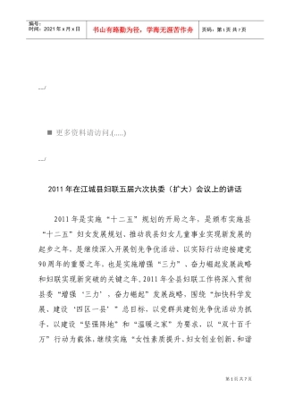 妇联执委会议纲要