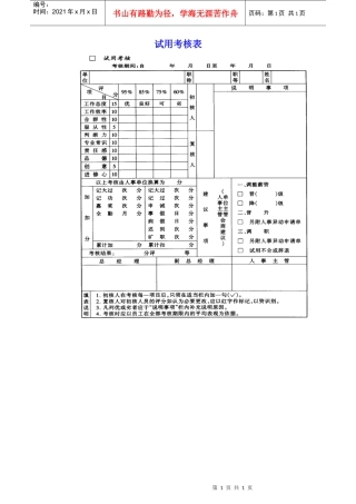 员工试用考核表格