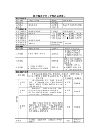 大型活动经理岗位说明书