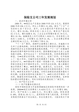 保险支公司三年发展规划