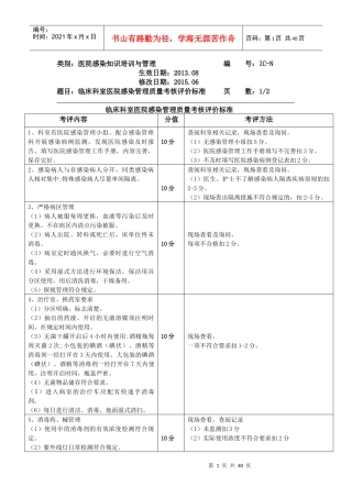 人力资源-2022XXXX年感染管理科考评标准