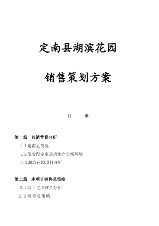 湖滨花园销售策划执行案