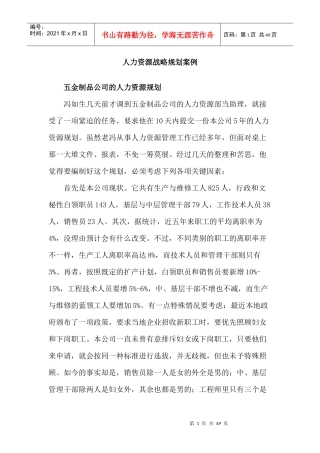 人力资源战略规划案例