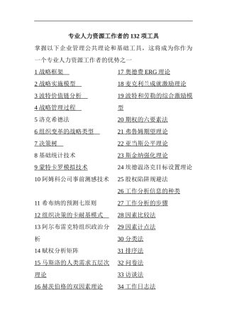 专业人力资源工作者的132项工具(2)