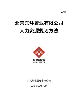 东环有限公司人力资源规划方法