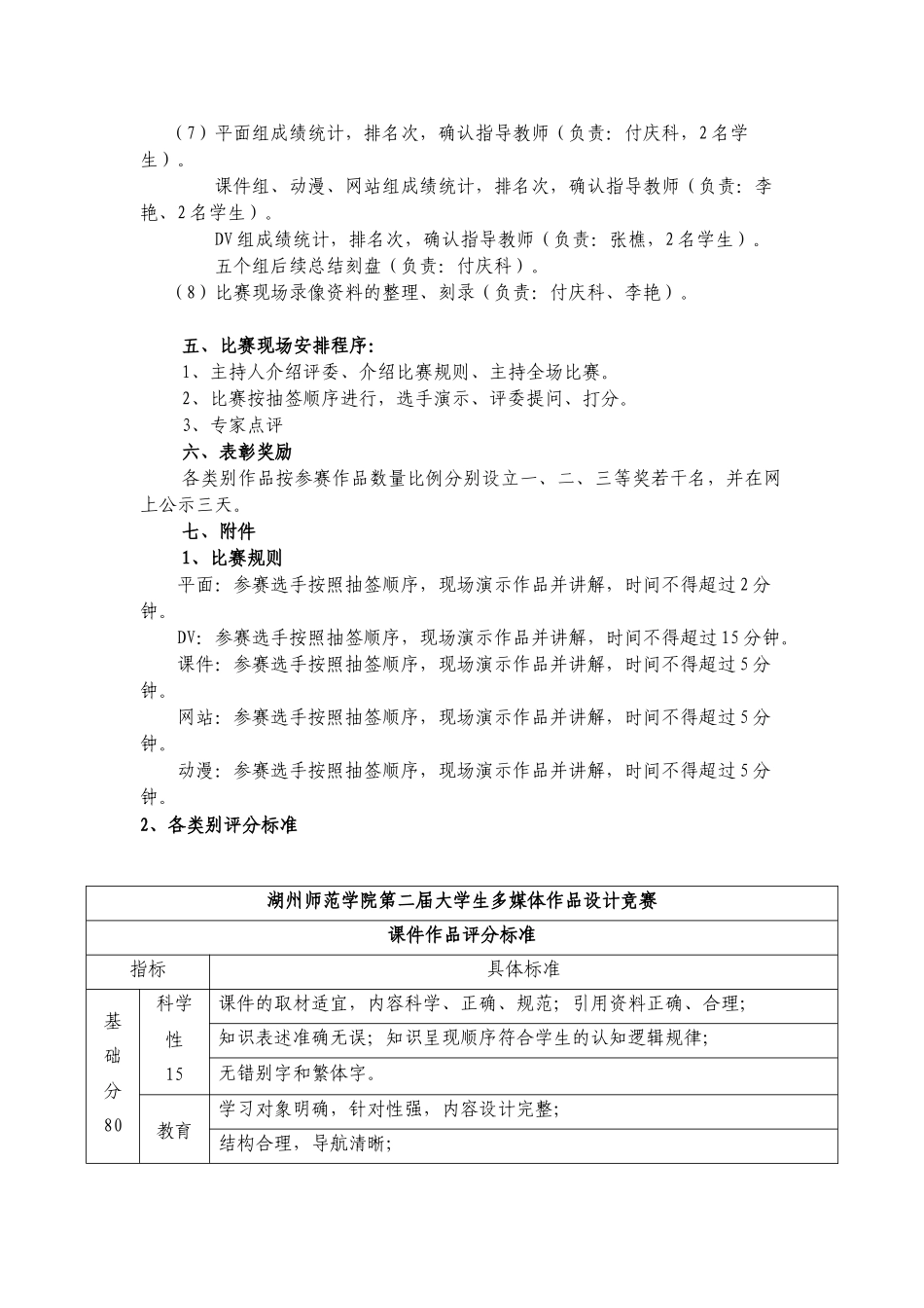 湖州师范学院第二届大学生多媒体作品设计竞赛决赛方案-_第2页