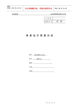 体系运行奖惩办法