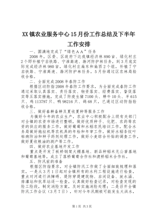 XX镇农业服务中心15月份工作总结及下半年工作安排