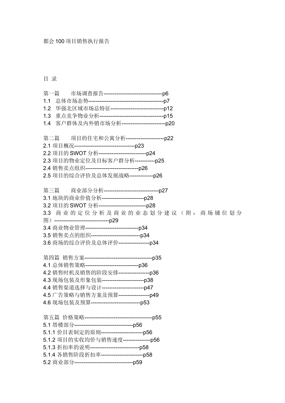 都会100项目销售执行报告_第1页