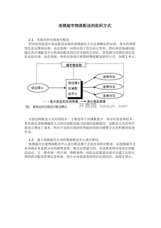 连锁超市物流配送的组织方式