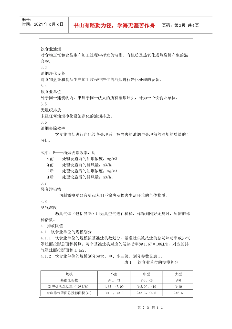 山东省地方标准 饮食业油烟排放标准_第2页