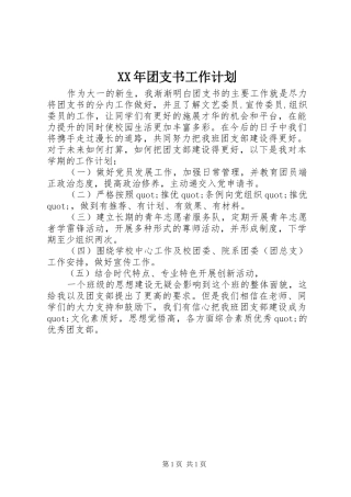 XX年团支书工作计划