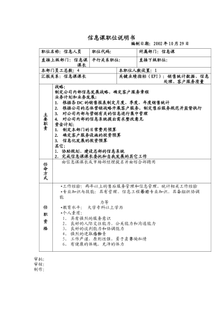 信息课职位说明书