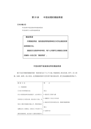 公司中层经理的激励菜谱